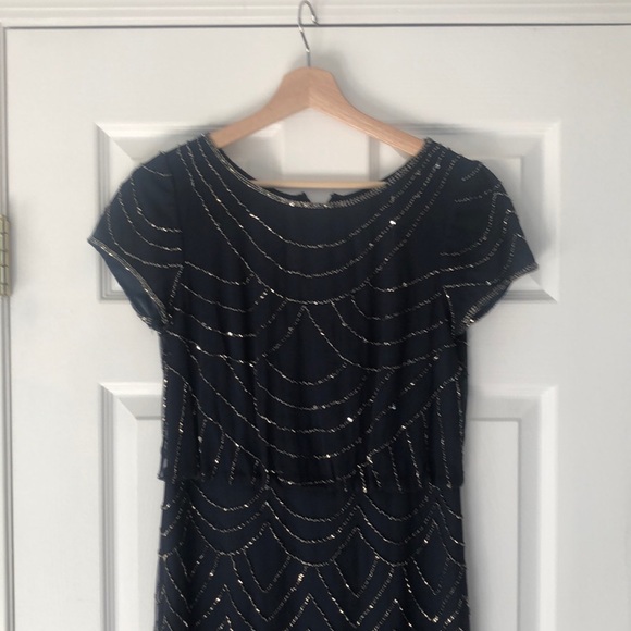 Adrianna Papell Navy Beaded Dress - Picture 2 of 7